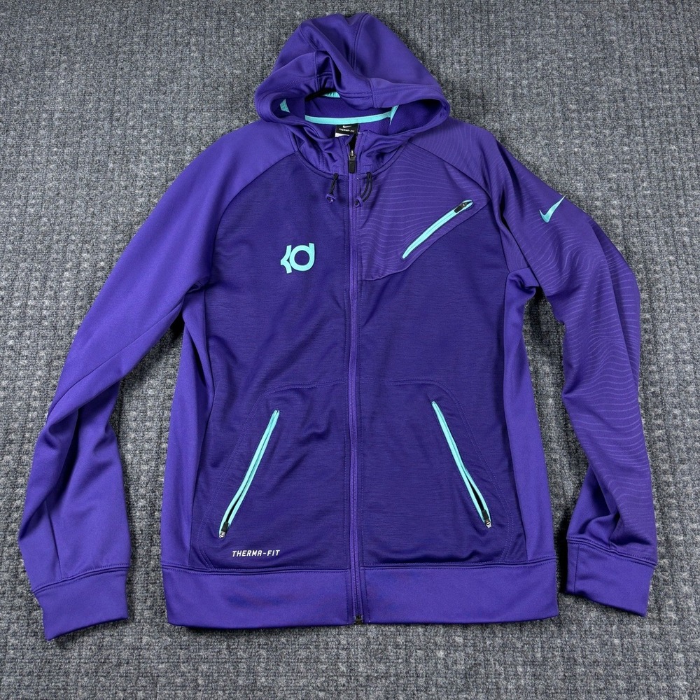 Nike KD Kevin Durant Therma-Fit Full Zip Hoodie Purple Teal Size M Basketball
